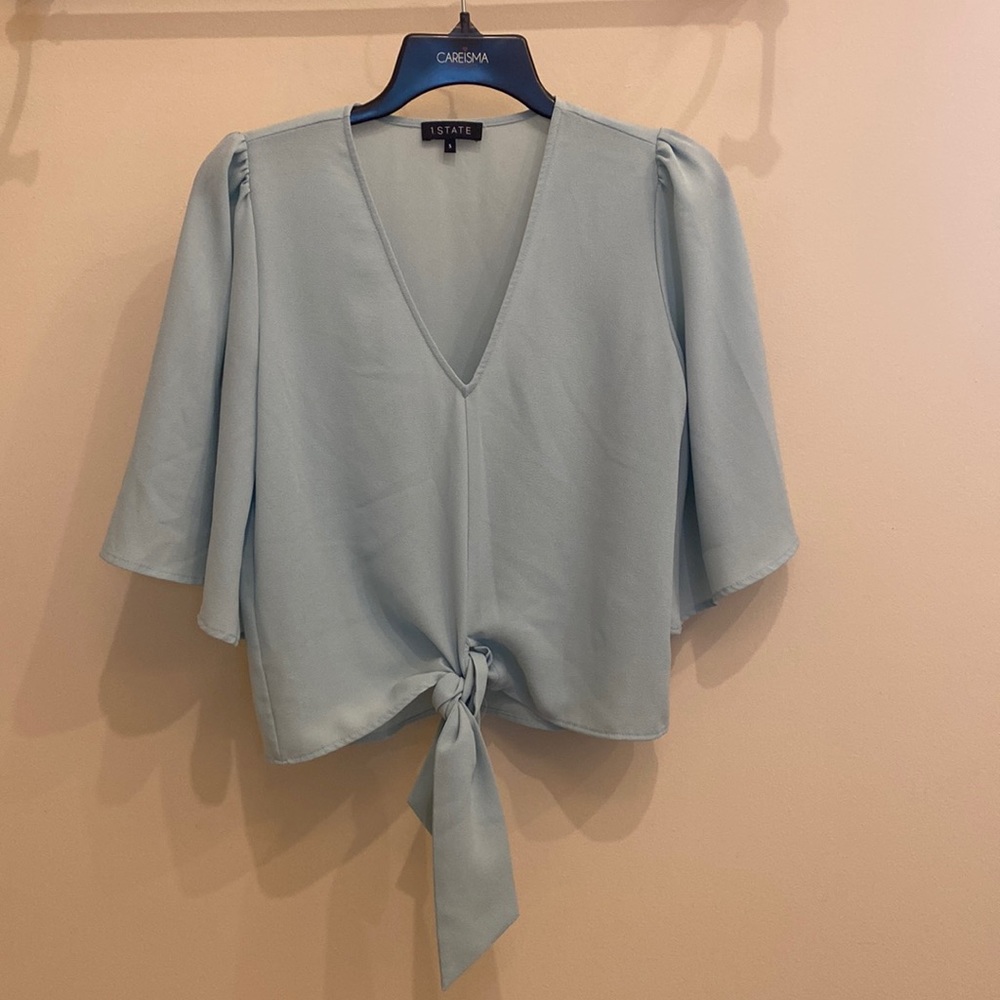 Flutter Sleeve Tie-Waist Blouse
